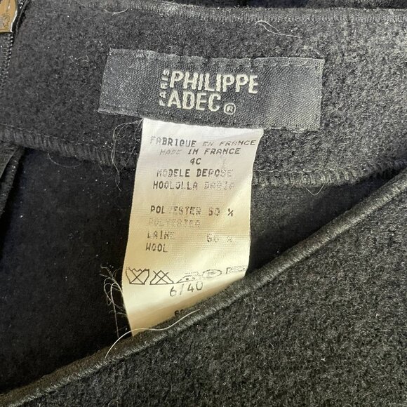 Philippe Adec Paris Skirt Womens 6/40 Black Wool Cotton Blend Zip Back Midi - Picture 6 of 6